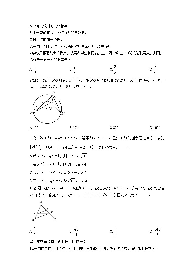 2025-2026学年浙江省杭州市拱墅区九年级上学期期末模拟数学试卷（学生版）第2页