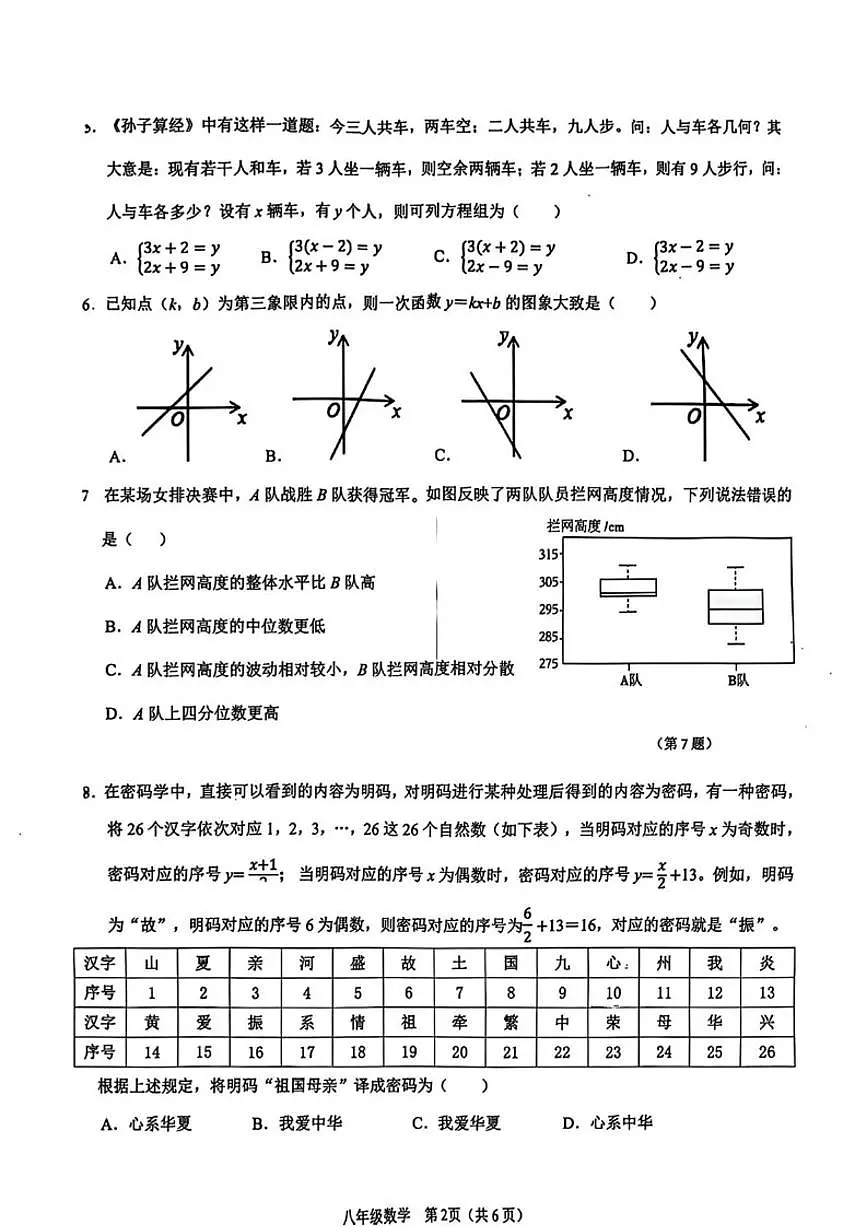 2025-2026学年广东省深圳市南山区上学期八年级1月期末数学_(含答案_)试题第2页