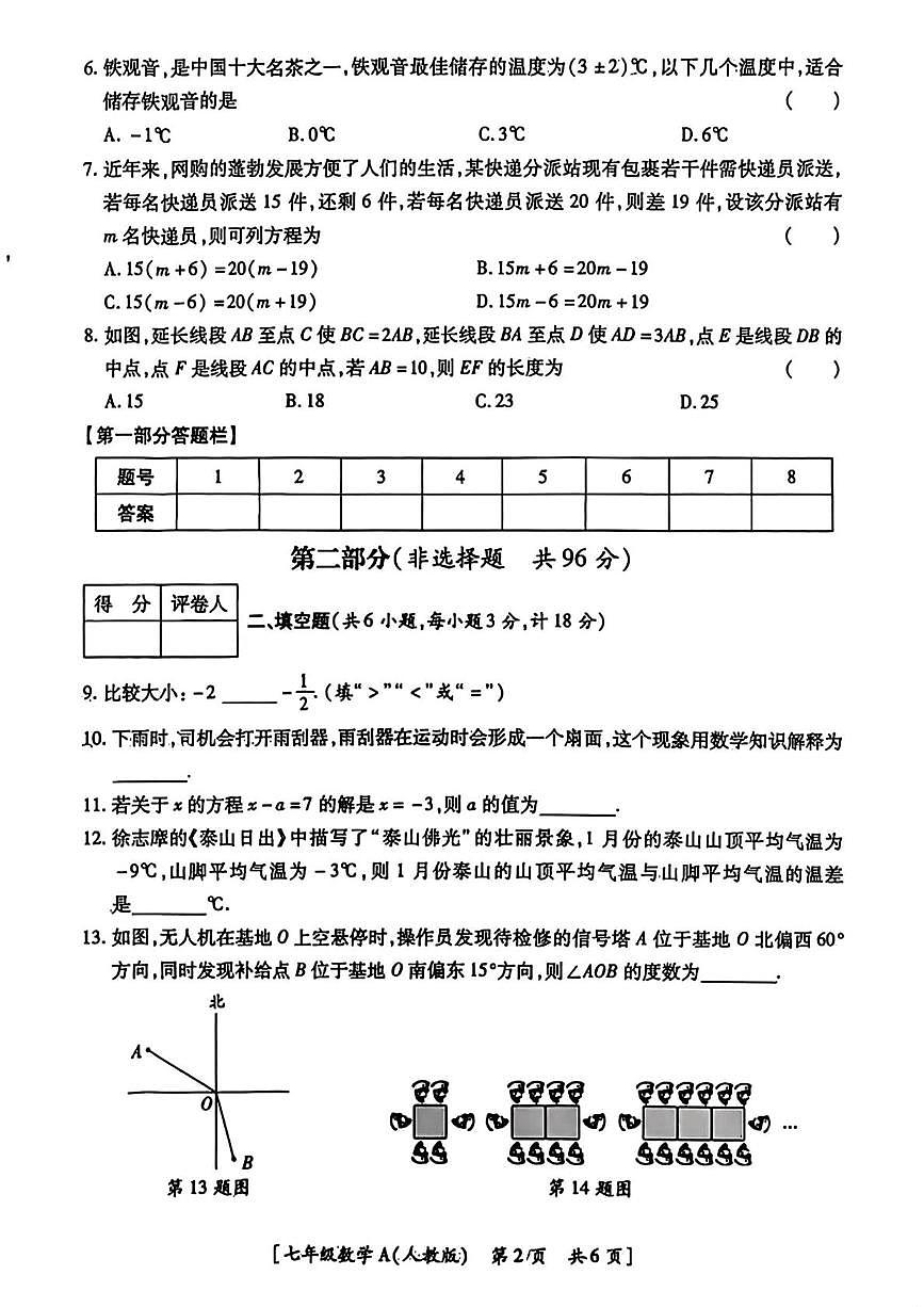 陕西省西安市高陵区部分学校2025-2026学年七年级上学期期末检测数学试题第2页