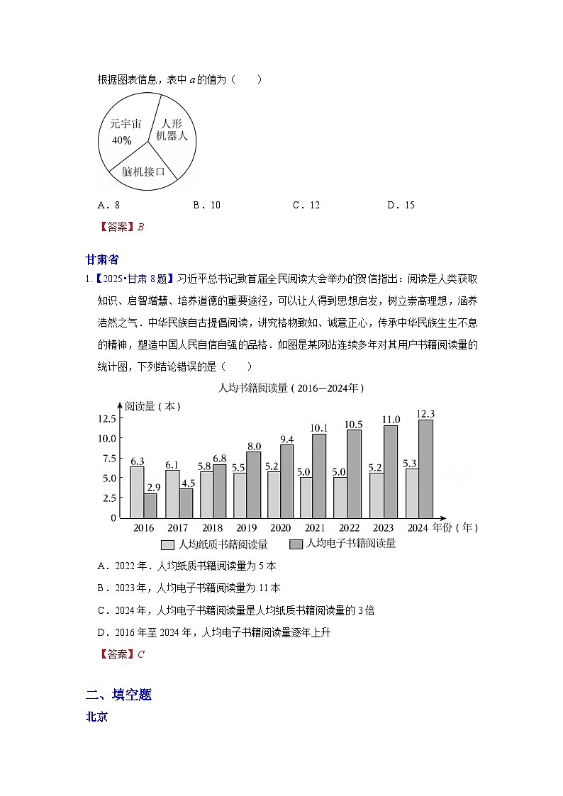 2025年各省市中考数学试卷分类汇编知识点40  统计图表（Word版附解析）第2页