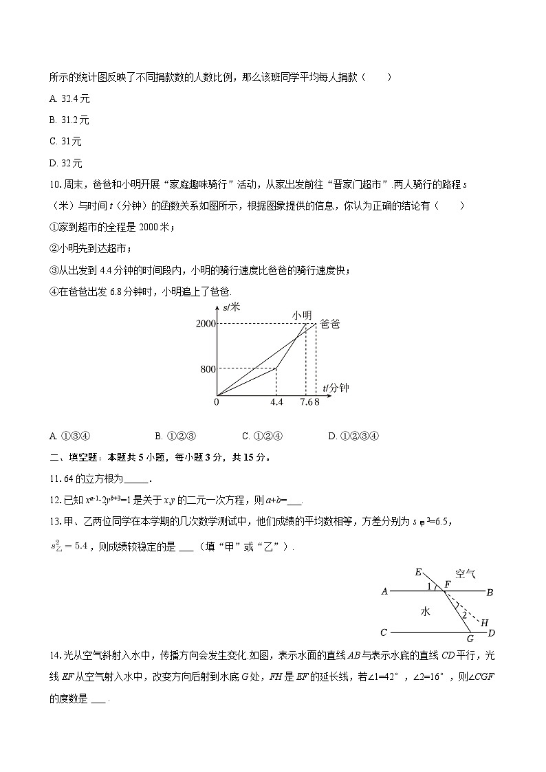 2025-2026学年山西省晋中市太谷区八年级（上）期末数学试卷-自定义类型第2页