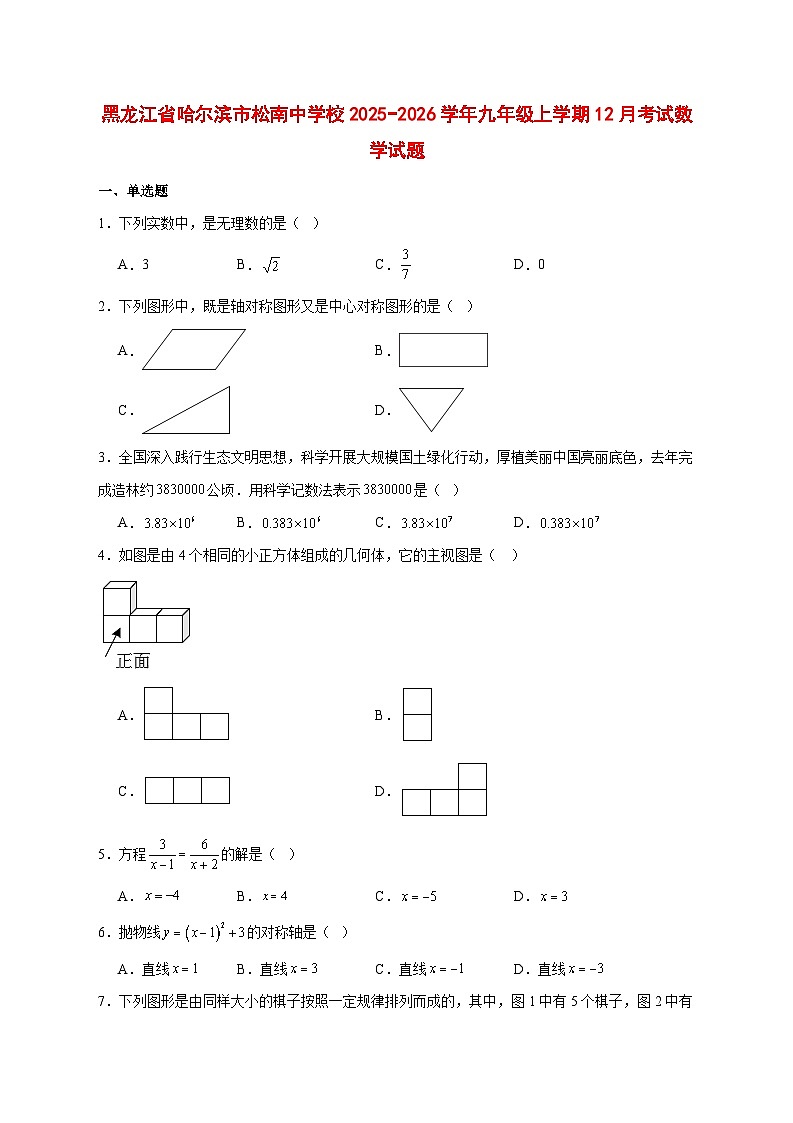 2025-2026学年黑龙江省哈尔滨市松南中学校九年级上册12月考试数学试卷 [附答案]第1页
