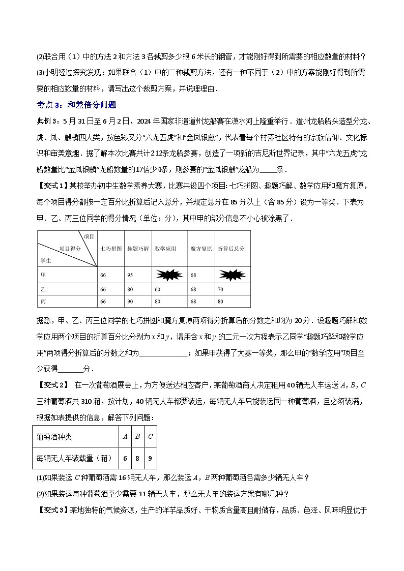 专题02 二元一次方程组的应用【知识串讲+十一大考点】(原卷版）第3页