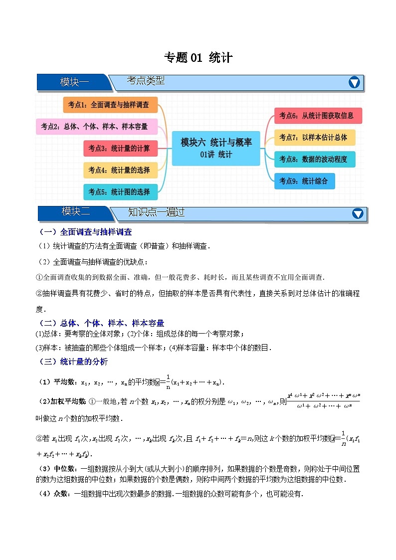 专题01 统计（知识串讲+9大考点）-（全国通用）(解析版）第1页