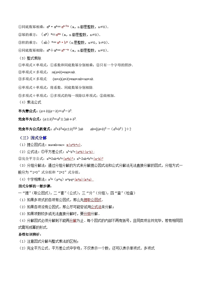 专题02 整式及其因式分解【十大考点+知识串讲】-（全国通用版）(原卷版）第2页