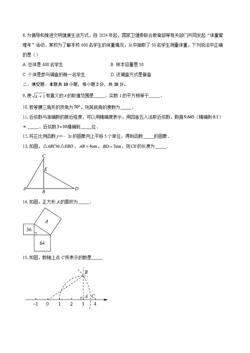 2025-2026学年苏科版八年级数学上册期末测试1-自定义类型第2页