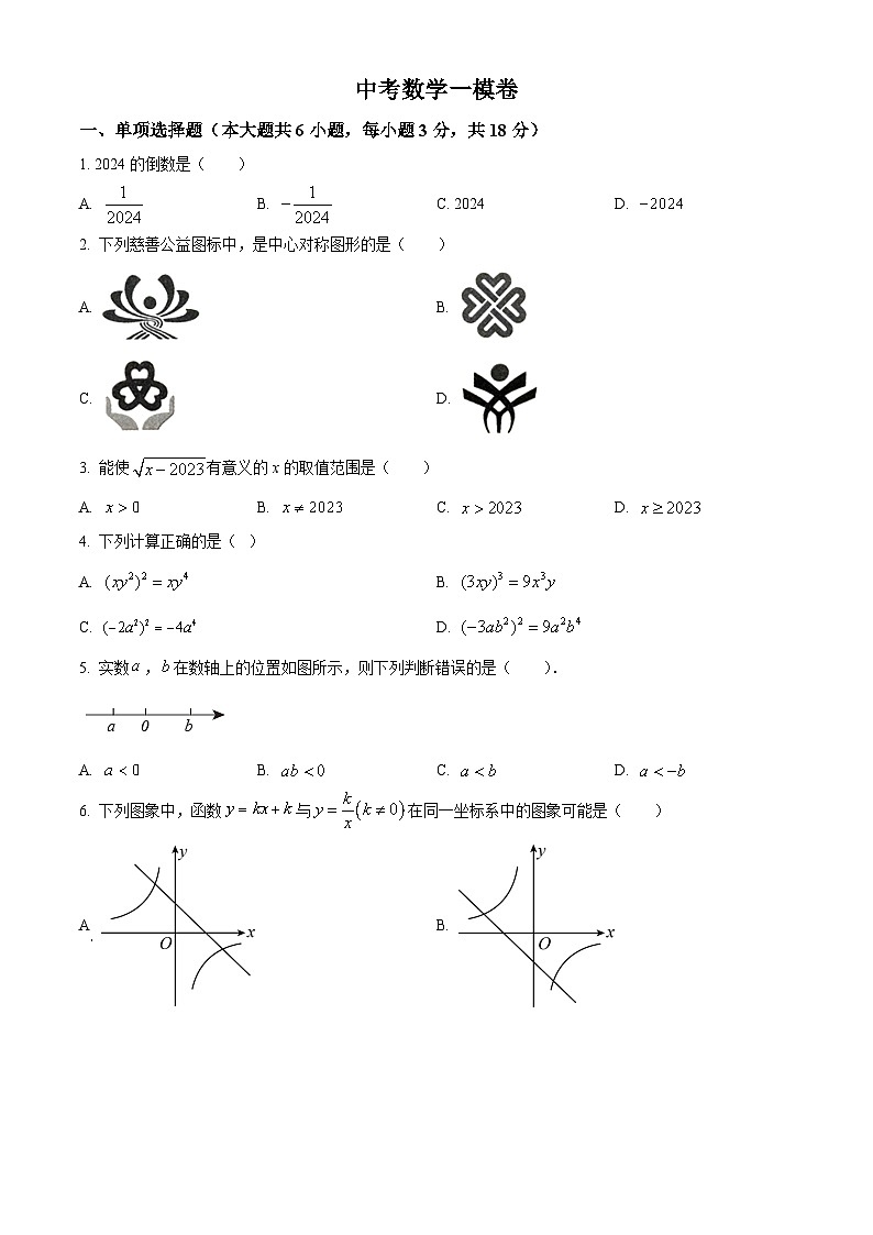 中考数学一模考前热身试题（原卷版）第1页