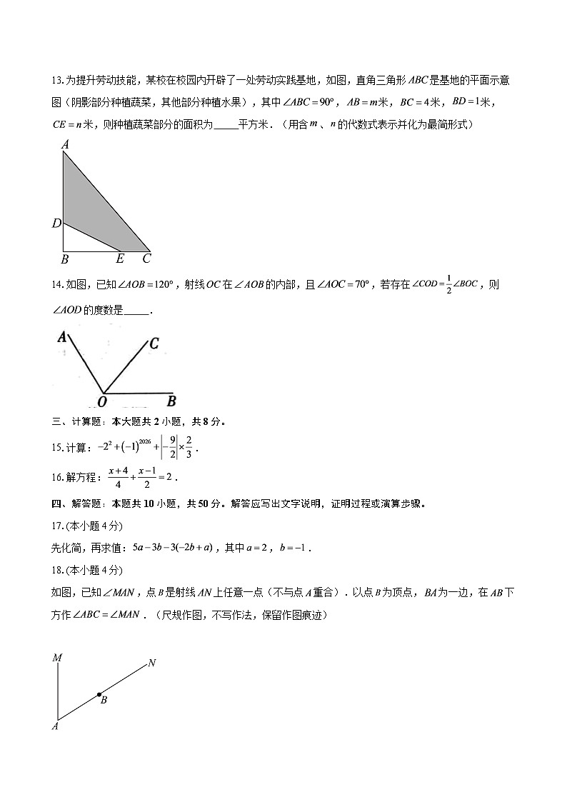 陕西省咸阳市秦都区联考2025-2026学年七年级上学期1月期末数学试题-自定义类型第3页