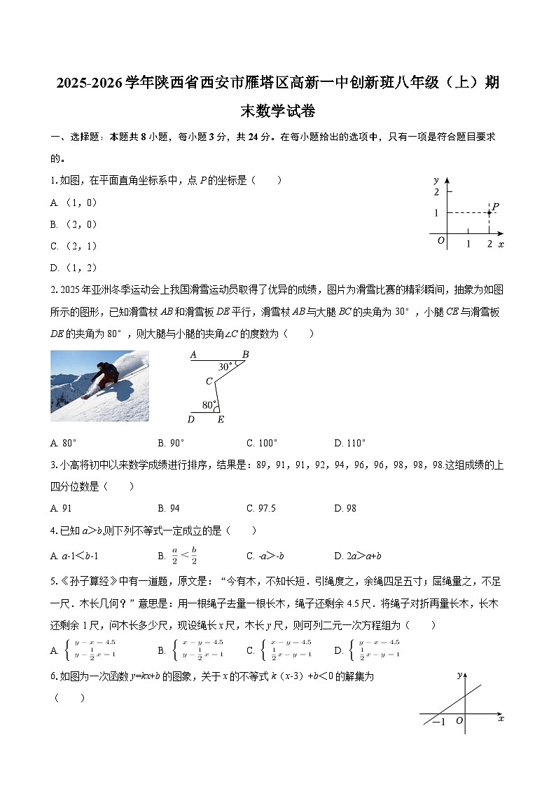 2025-2026学年陕西省西安市雁塔区高新一中创新班八年级（上）期末数学试卷-自定义类型第1页