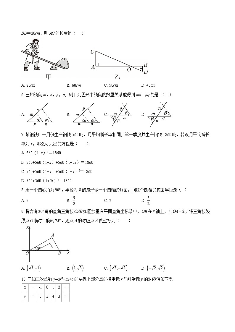 山东省德州市乐陵市2025--2026学年人教版上学期期末测试九年级数学模拟训练试题-自定义类型第2页