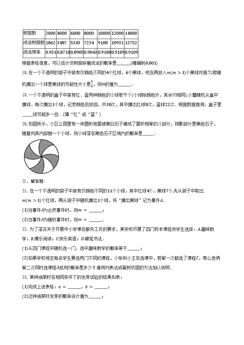 第三章 概率初步 单元复习 同步训练2024-2025学年北师大版（2024）七年级数学下册（含答案+解析）第3页