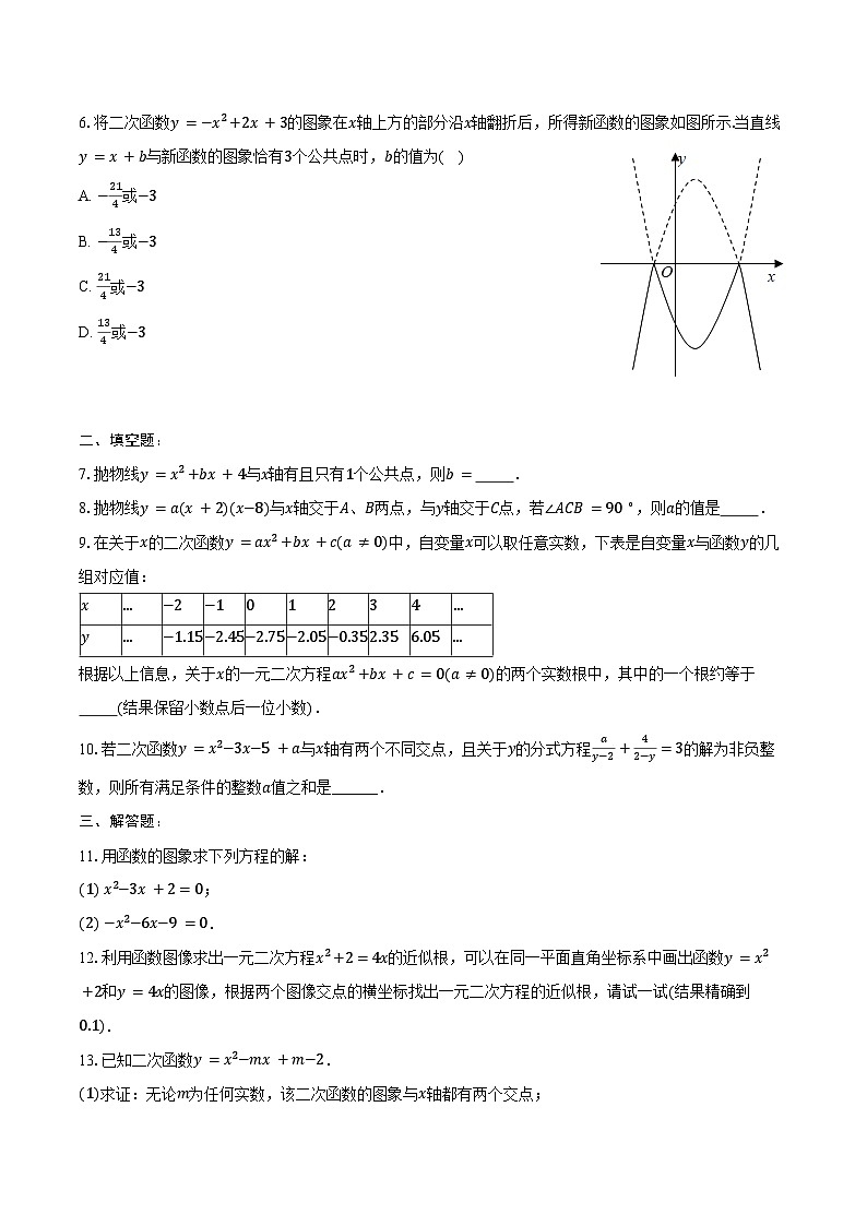 22.2 二次函数与一元二次方程-同步训练2024-2025学年人教版九年级数学上册（含答案+解析）第2页