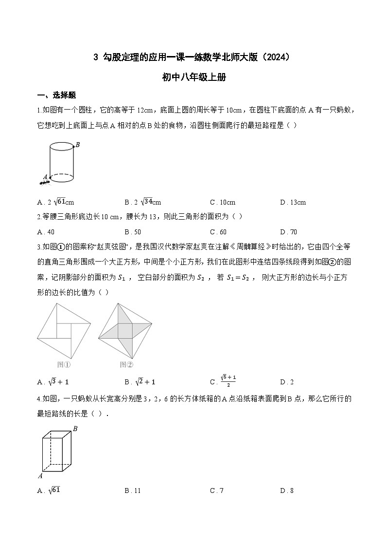 3 勾股定理的应用一课一练数学北师大版（2024）初中八年级上册第1页