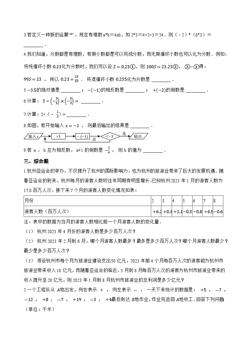 3 有理数的乘除运算一课一练数学北师大版（2024）初中七年级上册第2页