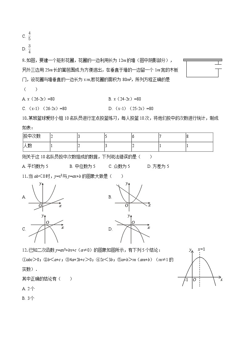 2025-2026学年四川省眉山市洪雅县九年级（上）期末数学试卷-自定义类型第2页
