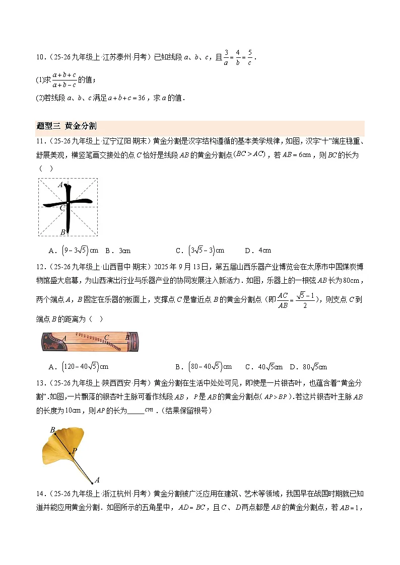 寒假作业05 比例线段与平行线分线段成比例（8大题型）（巩固培优）（原卷版）第3页
