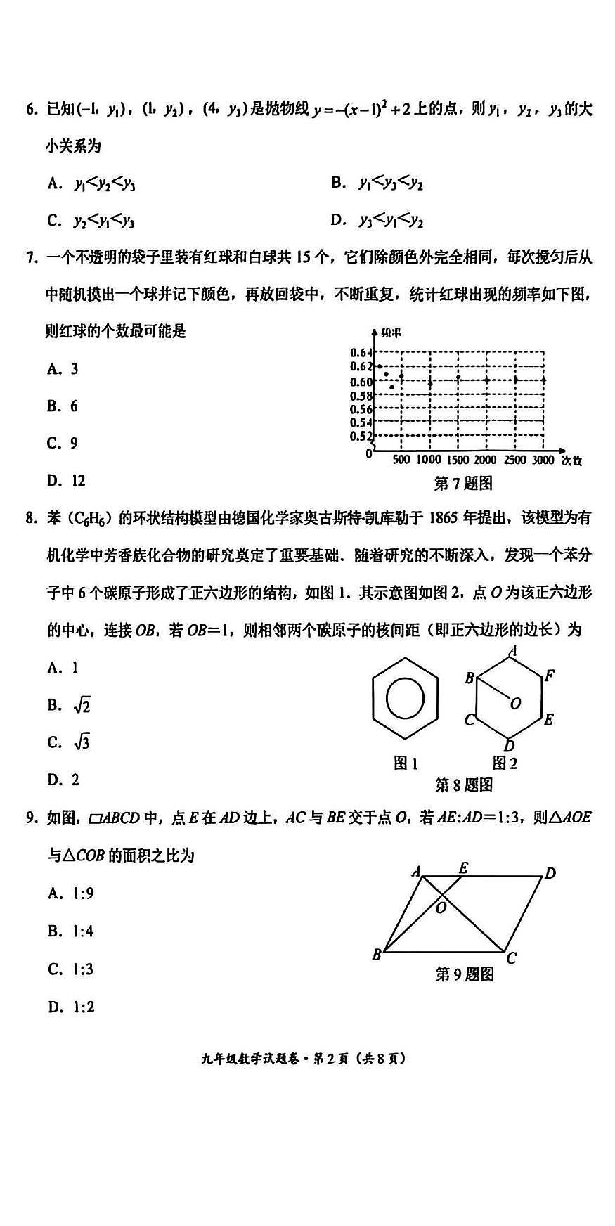 云南昆明市官渡区2025~2026学年上学期期末学业质量检测(一) 九年级数学试题卷第2页