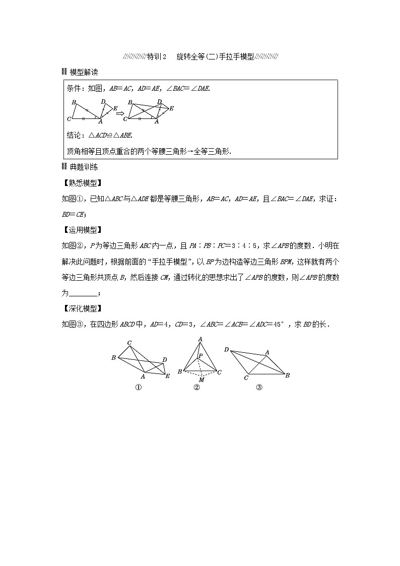 福建省2025中考数学专题一全等模型高效拆分特训第2页