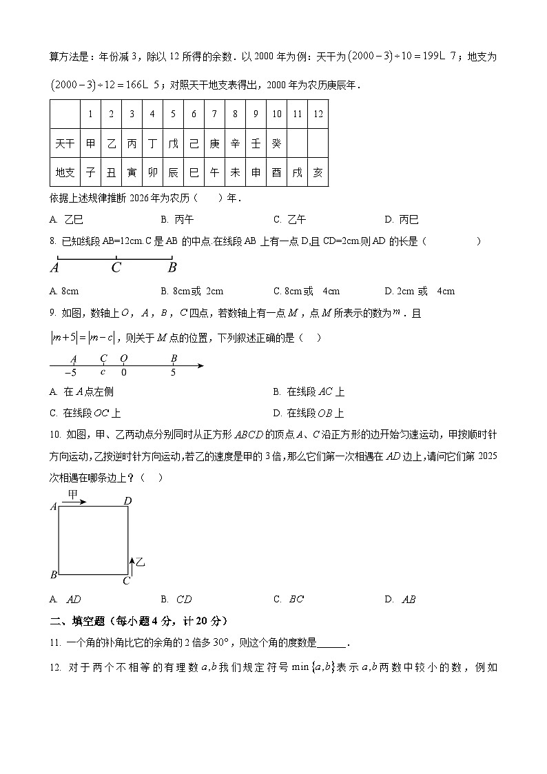 安徽六安市舒城县2025-2026学年第一学期期末质量监测七年级数学试卷（试卷+解析）第2页