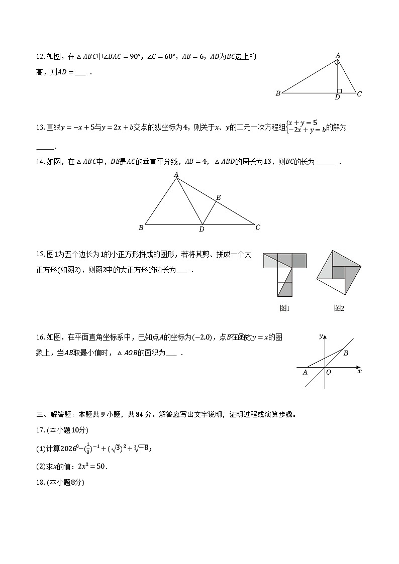 2025-2026学年江苏省徐州市八年级（上）期末数学练习卷（含答案+解析）第3页