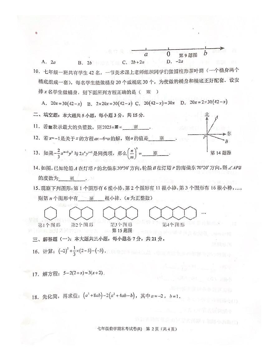广东省汕头市潮南区2024-2025学年七年级上学期1月期末数学试题第2页