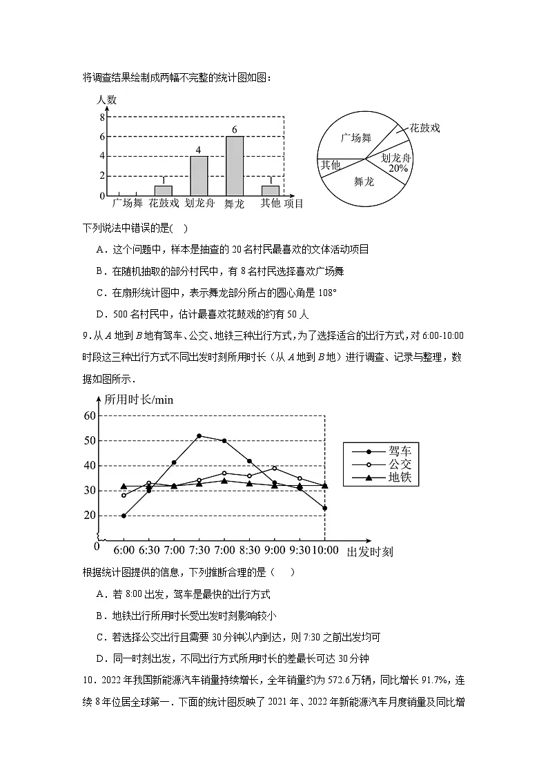 第十二章数据的收集、整理与描述章末达标练习题-　2024—2025学年人教版数学七年级下册（含答案）第3页