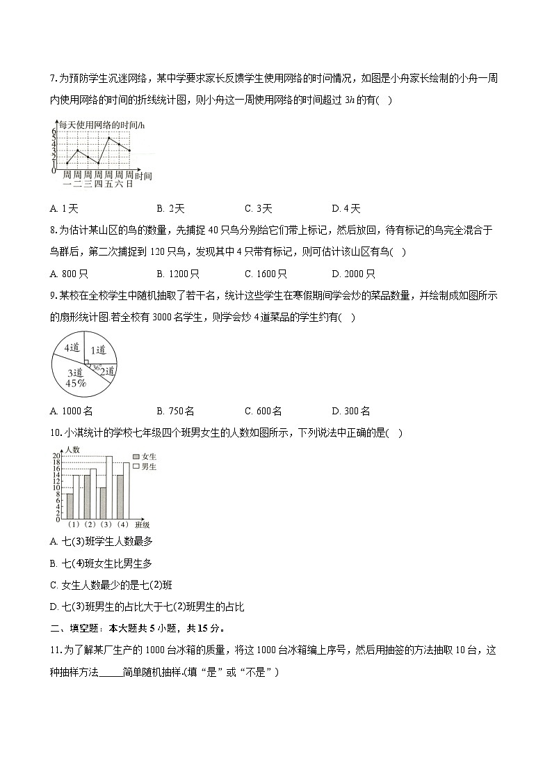 第十二章数据的收集、整理与描述学业质量反馈卷2025-2026学年人教版七年级数学下册（含答案）第2页