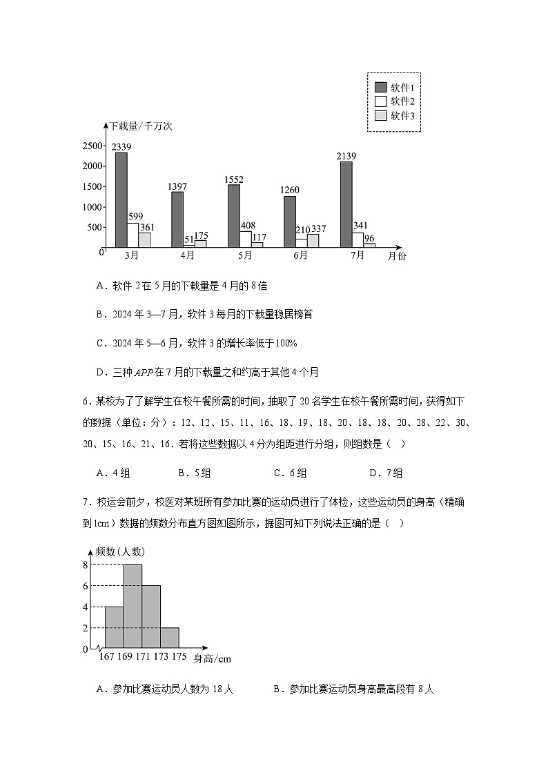 12.2用统计图描述数据同步练习2025-2026学年人教版数学七年级下册新教材-解析版第3页