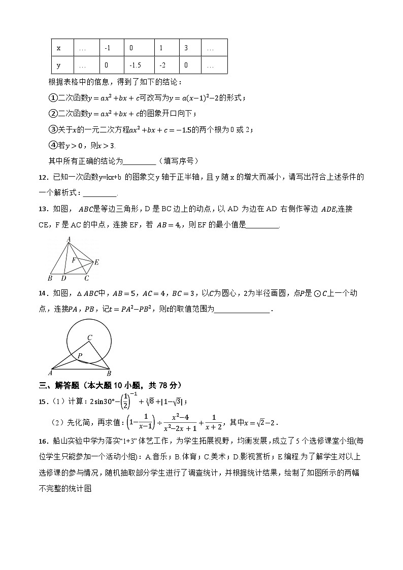 吉林省长春市第一0八学校2025-2026学年下学期九年级数学第一次月考练习试卷第3页