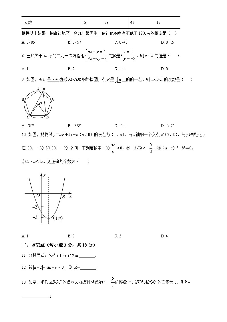 广东省江门市新会区尚雅学校九年级下学期月考数学试题（原卷版）-A4第2页