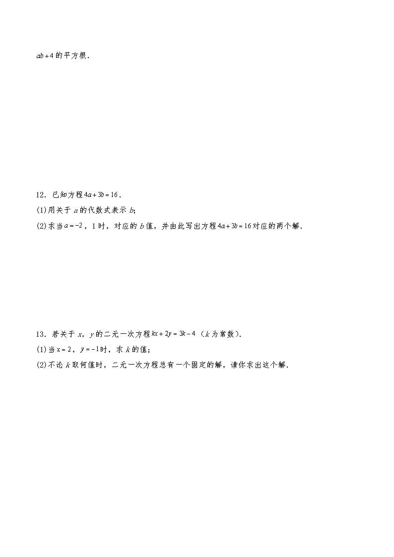 七年级数学下册试题 10.1《二元一次方程组的概念》--人教版（含答案）第2页