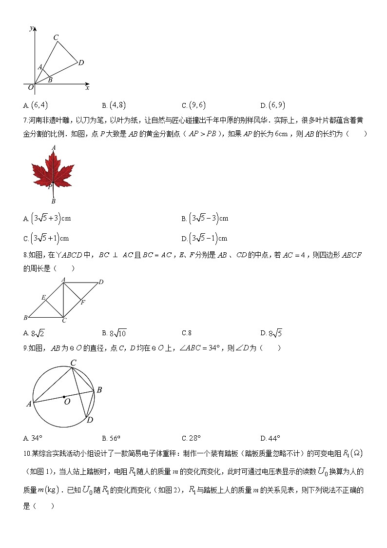 2025-2026学年河南省郑州市中原区九年级上学期期末数学试卷（学生版）第2页