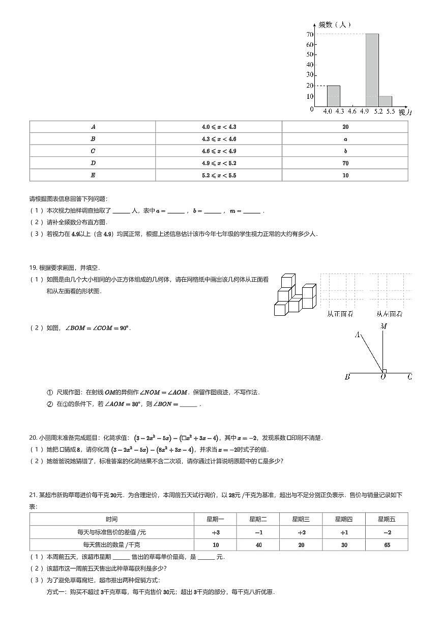 2025~2026学年河南郑州中原区郑州外国语学校初一上学期期末数学试卷（有答案解析）第3页