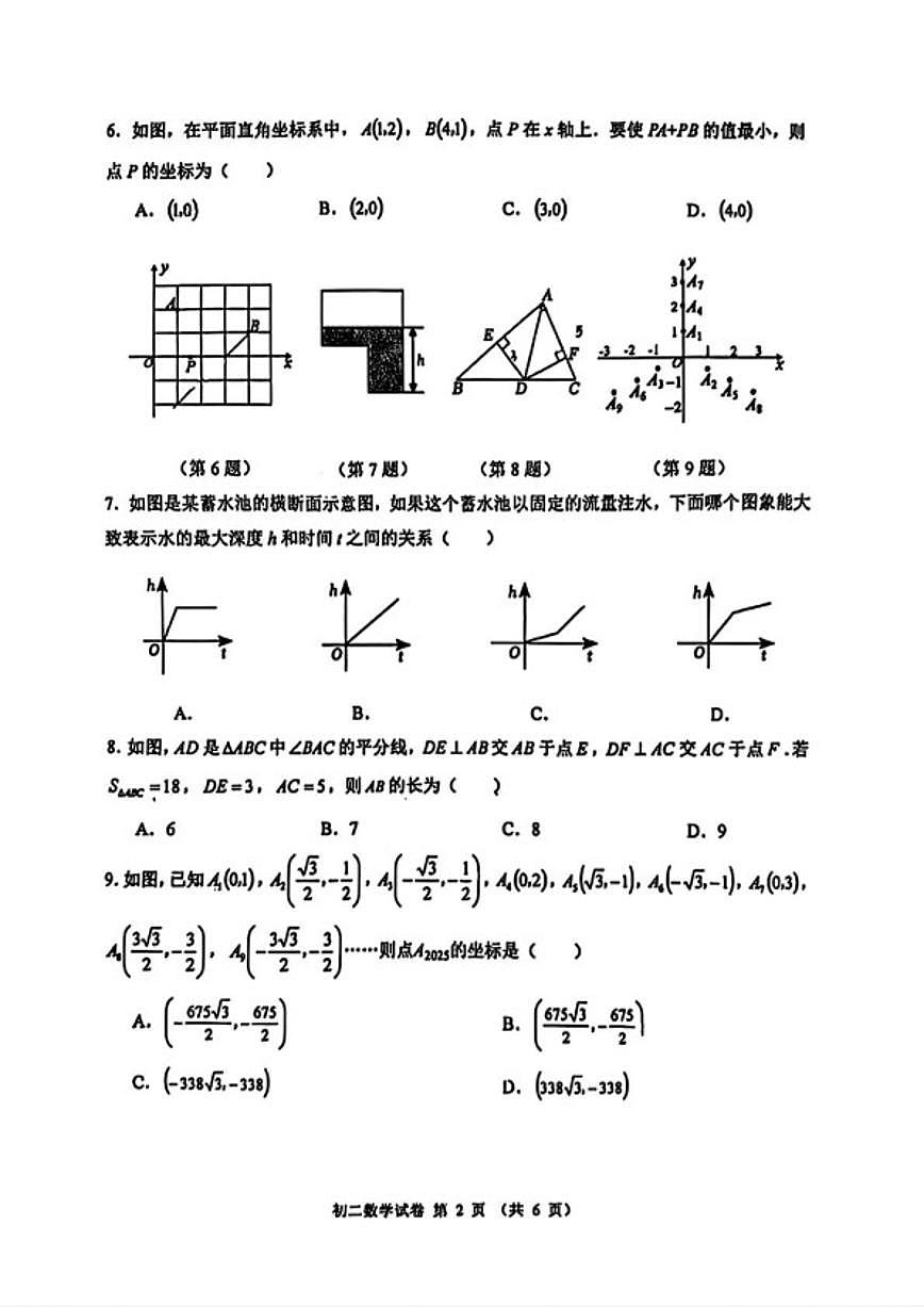 2025-2026学年浙江省宁波七中教育集团上学期八年级数学期末（含答案）试卷第2页
