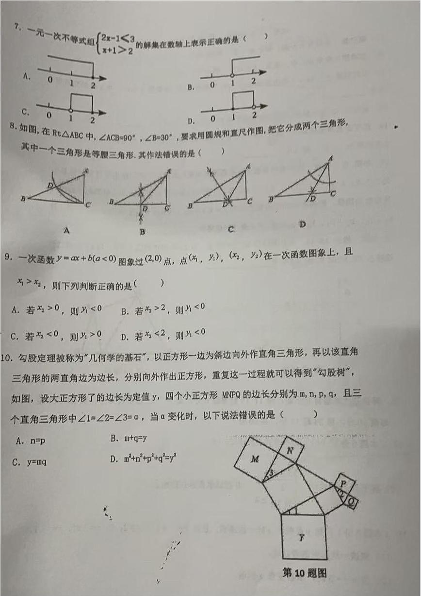 2025-2026学年浙江绍兴市越城区部分学校第一学期期末测试八年级数学试题（无答案）第2页