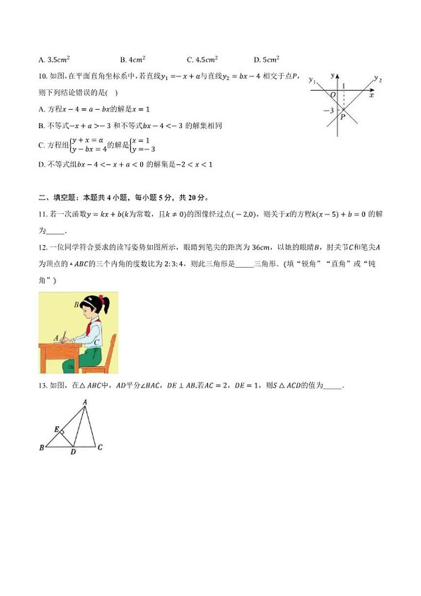 2025-2026学年安徽省滁州市定远县育才学校第一学期八年级（上）数学期末_(含答案_)试卷第3页