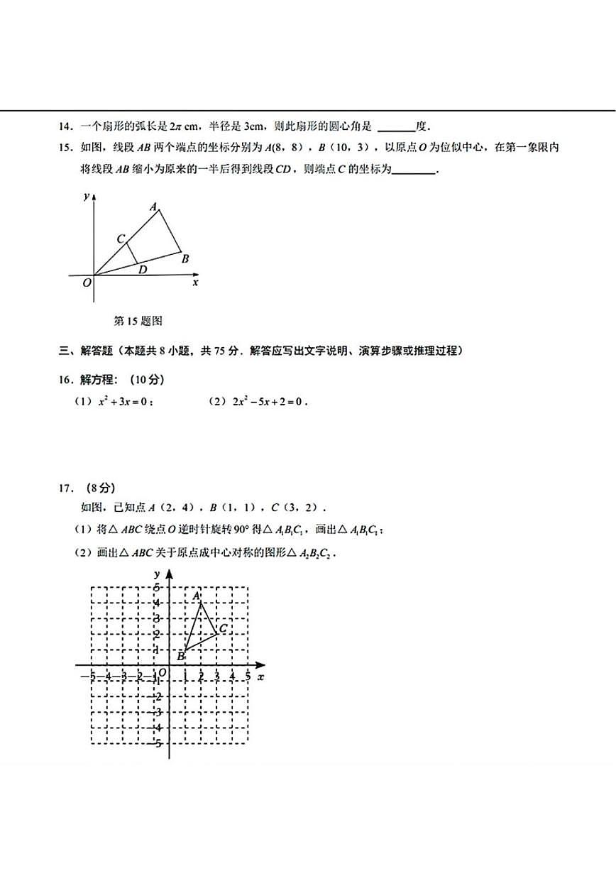 2025-2026学年辽宁省大连市普兰店区九年级上学期期末数学_(含答案_)试卷第3页