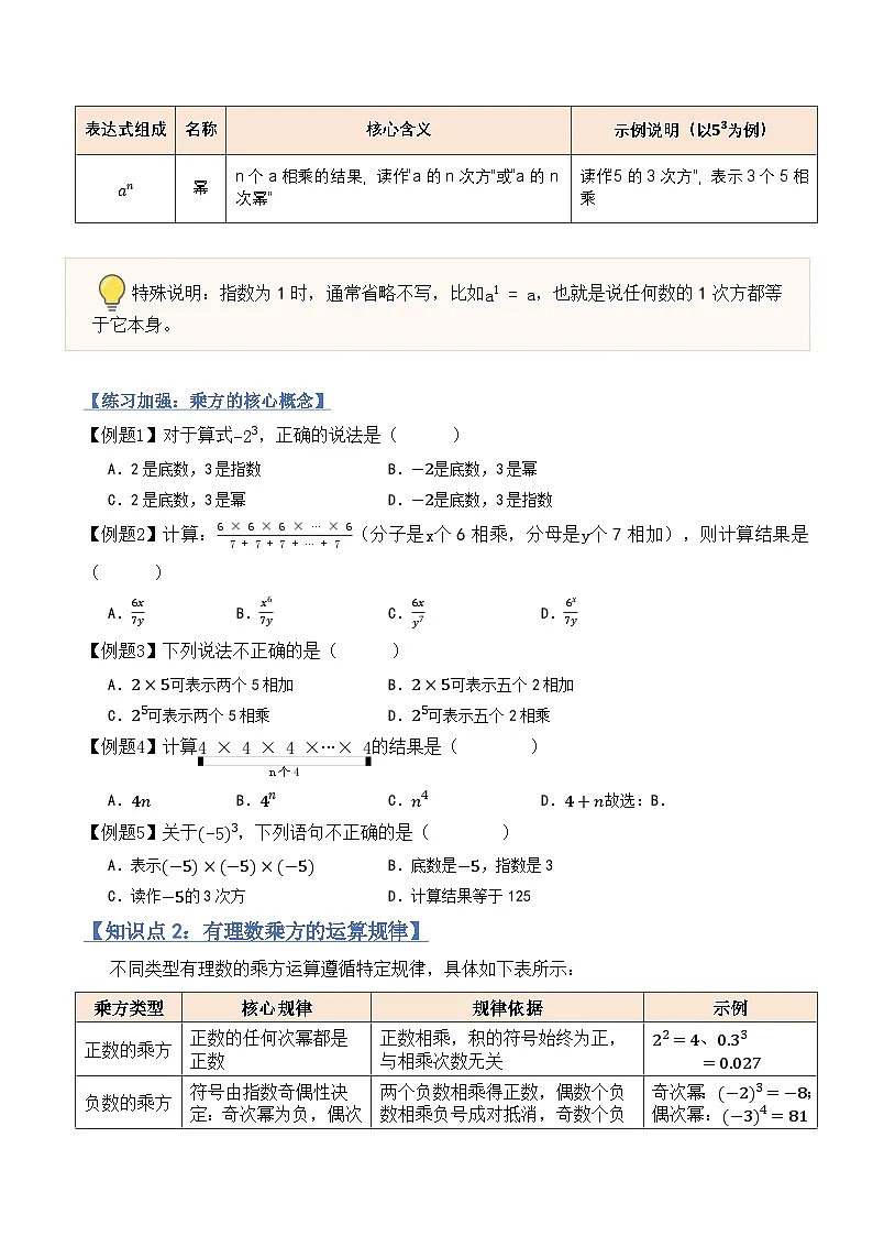 2.4有理数的乘方（融汇贯通讲义）北师大版（2024）七年级数学上册（原版）第2页