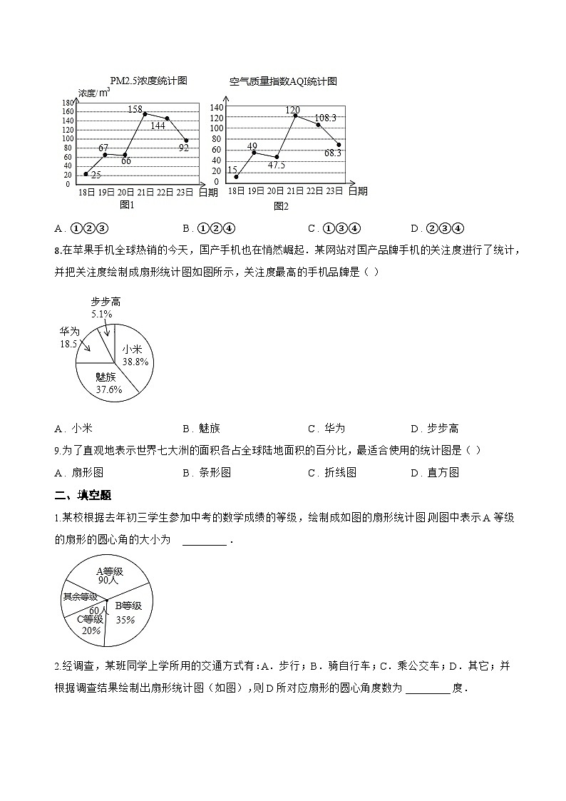 12.2.1 扇形图、条形图和折线图一课一练数学人教版（2024）初中七年级下册(无答案)第3页
