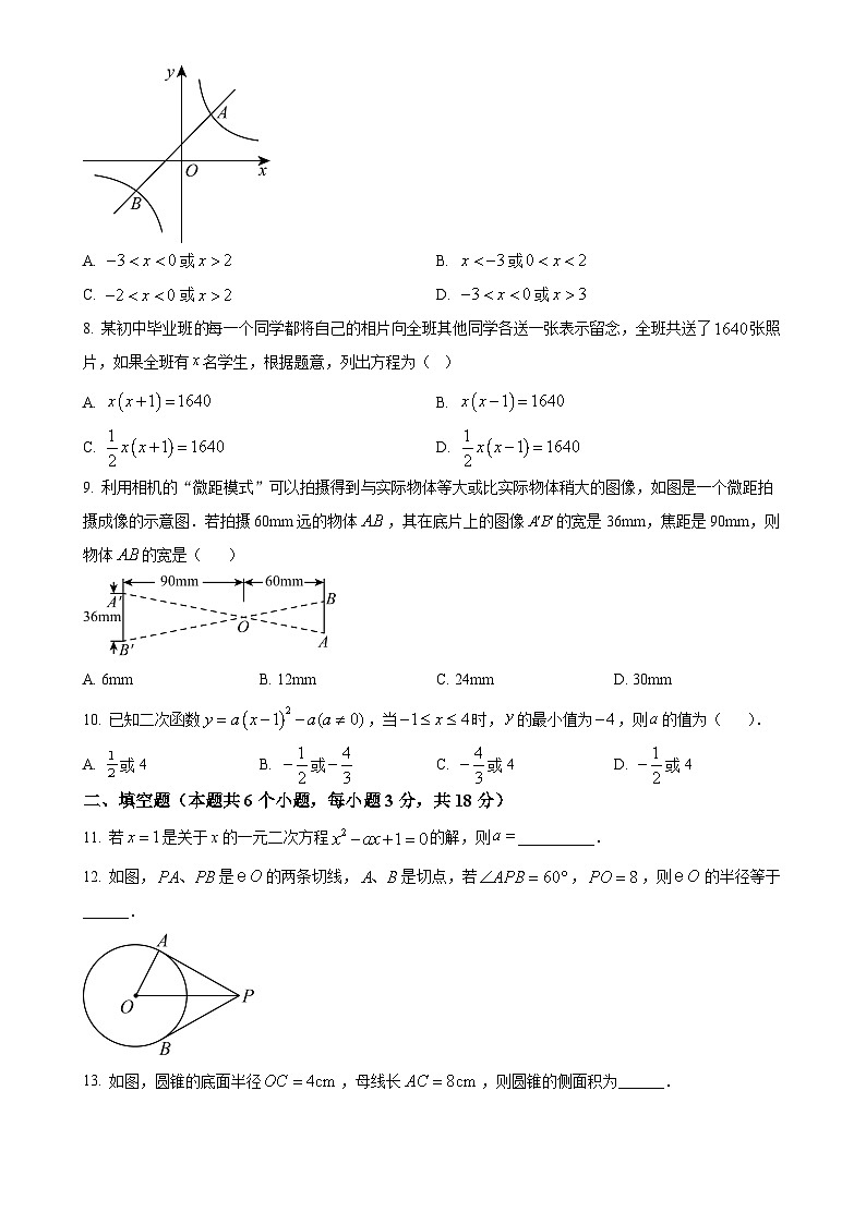 广东省广州市增城区上学期九年级数学期末试卷（原卷版）-A4第2页