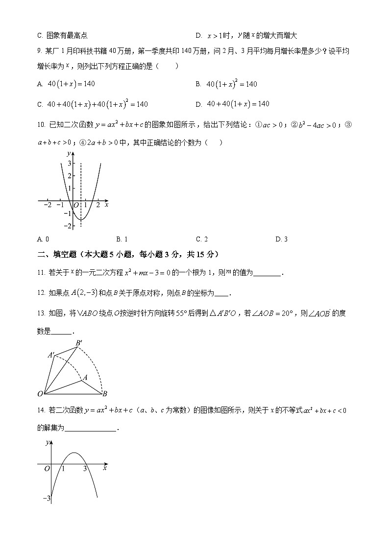 广东省肇庆市华赋实验学校九年级上学期11月期中数学试题（原卷版）-A4第2页