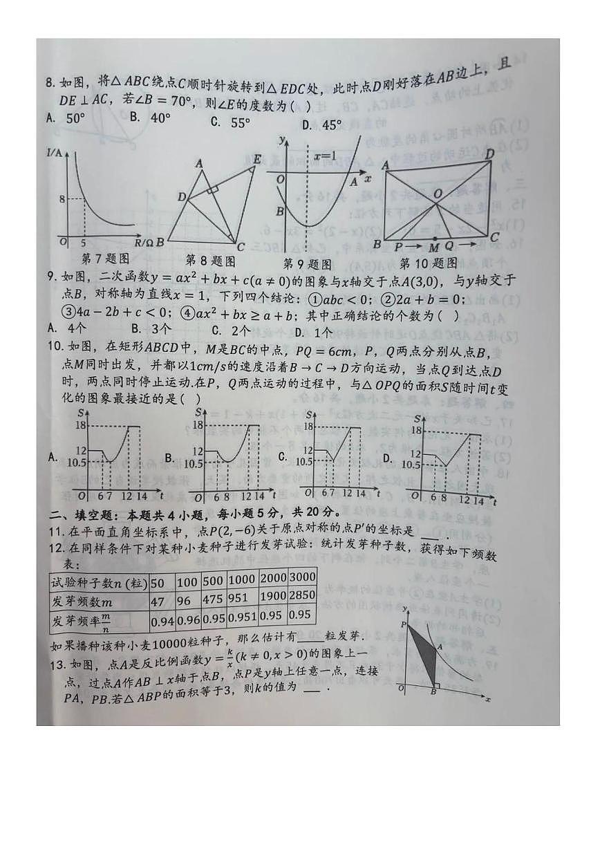 安徽阜阳市颍东区2025-2026学年上学期期末考试九年级数学 试题卷第2页