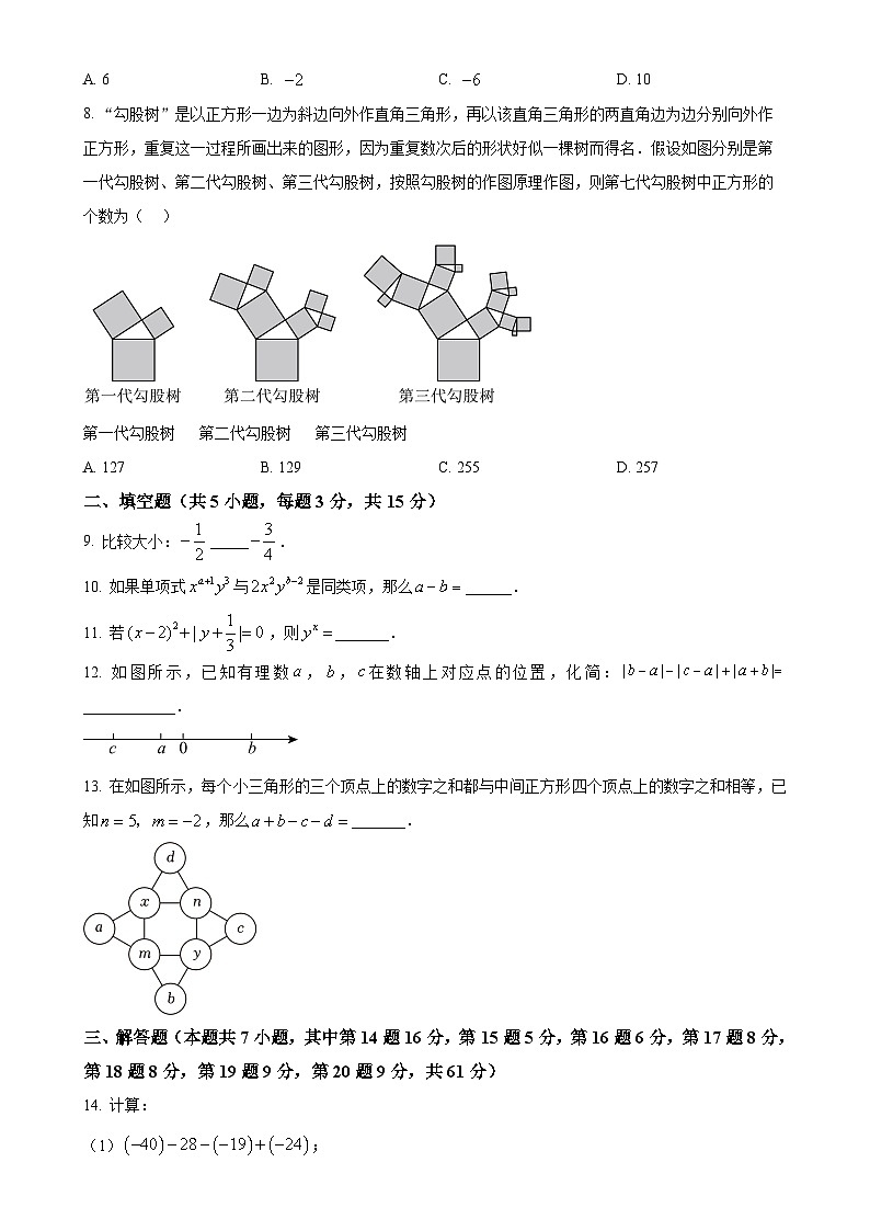 广东省深圳市福田外国语学校（东校区） 七年级上学期期中数学试卷（原卷版）-A4第2页