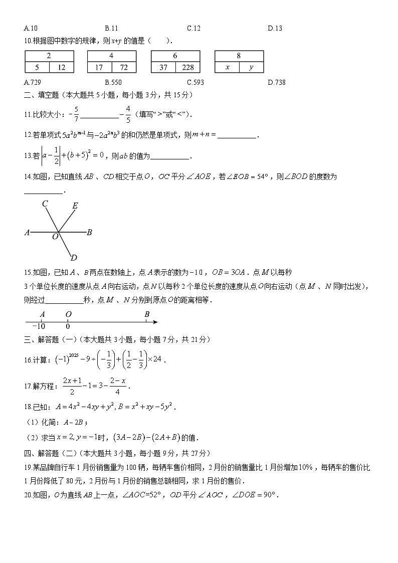 2025-2026学年广东省汕头市澄海区七年级上学期期末数学试卷（学生版）第2页