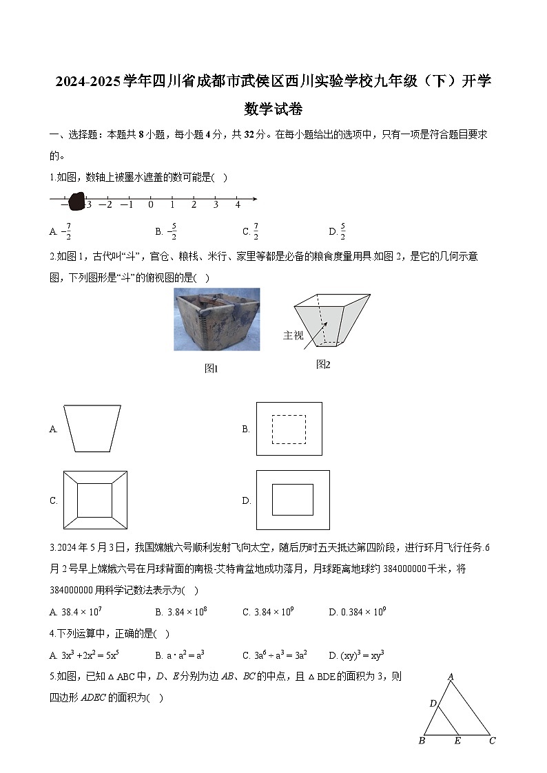 四川省成都市武侯区西川实验学校2024-2025学年九年级下学期开学 数学试卷第1页