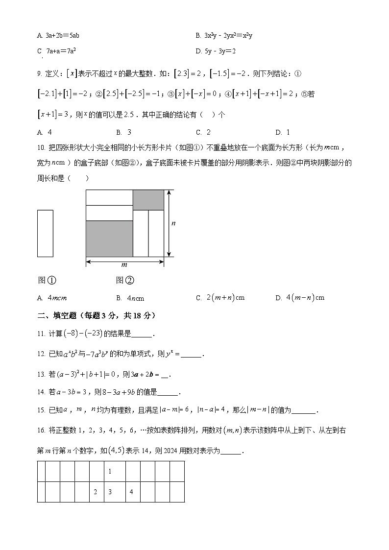 广东省广州市白云区广大附中实验中学2024~2025学年七年级上学期数学期中考试试卷 （原卷版）-A4第2页