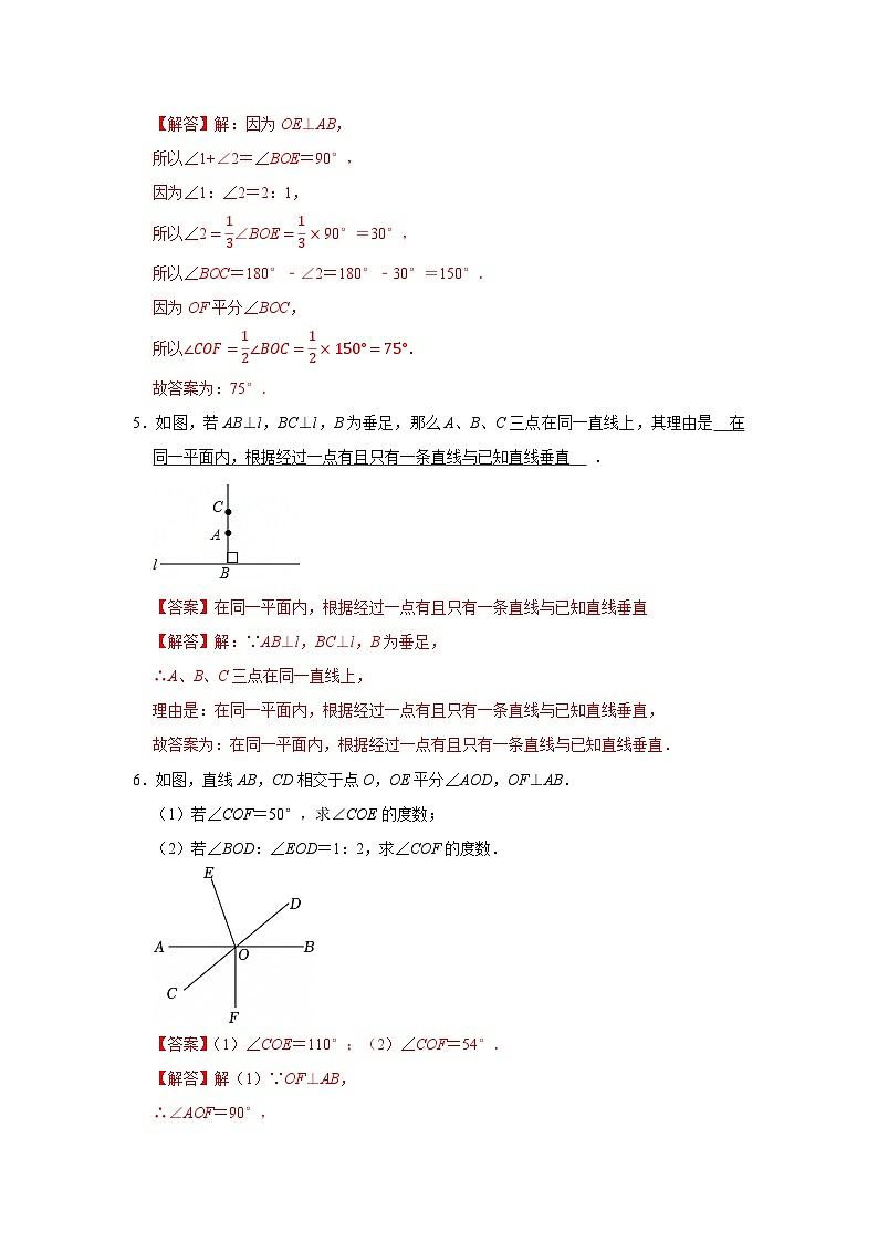 第4章第5节  垂线 2025-2026学年七年级下初中数学同步复习讲义（湘教版2024）(原卷版）第3页