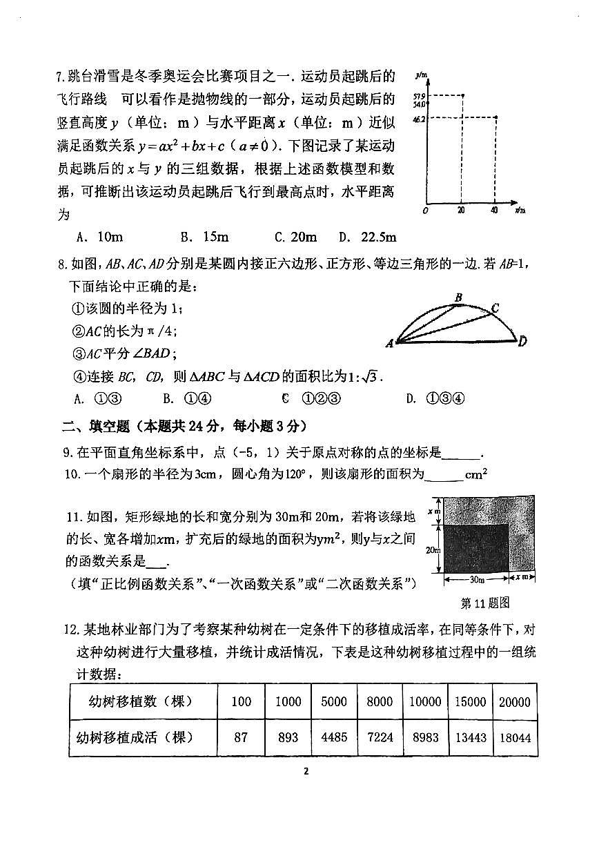 2026北京北师大实验中学初三（下）开学考数学试卷无答案第2页