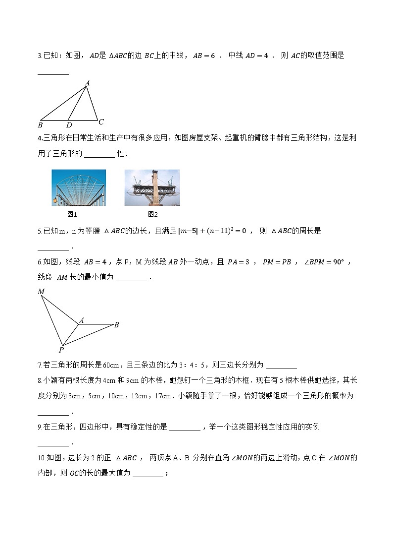 10.1 三角形的边一课一练数学冀教版（2024）初中七年级下册(无答案)第2页