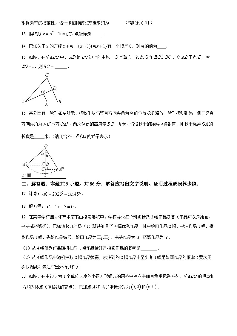 福建泉州市南安市2025年秋季初中阶段期末教学诊断样卷B卷 九年级数学上学期期末试题（试卷+解析）第3页